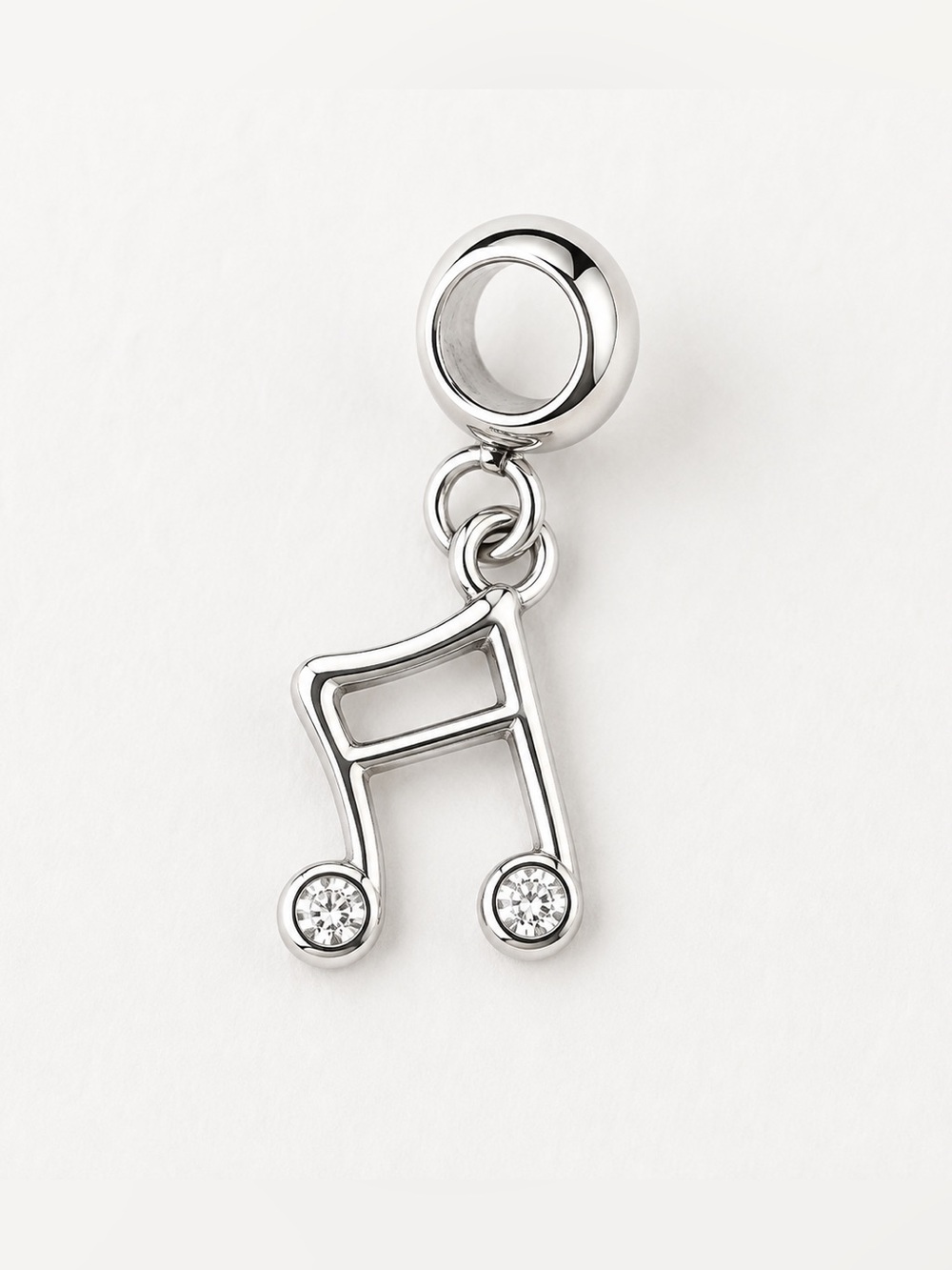 Silver Music Note Dangle Charm CZ Pandora Compatible